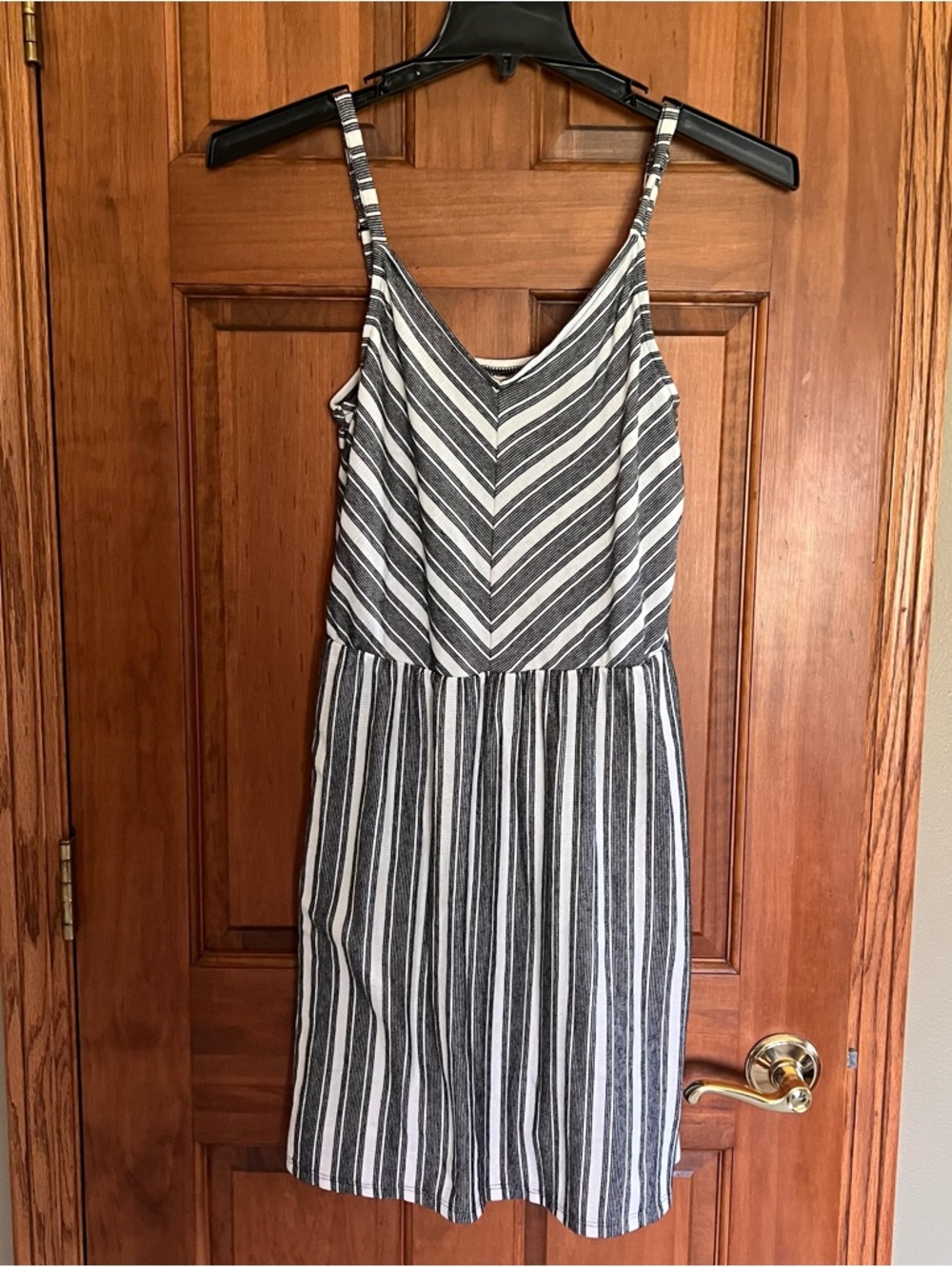 Universal Thread Striped Black and White Spaghetti Strap Dress-L